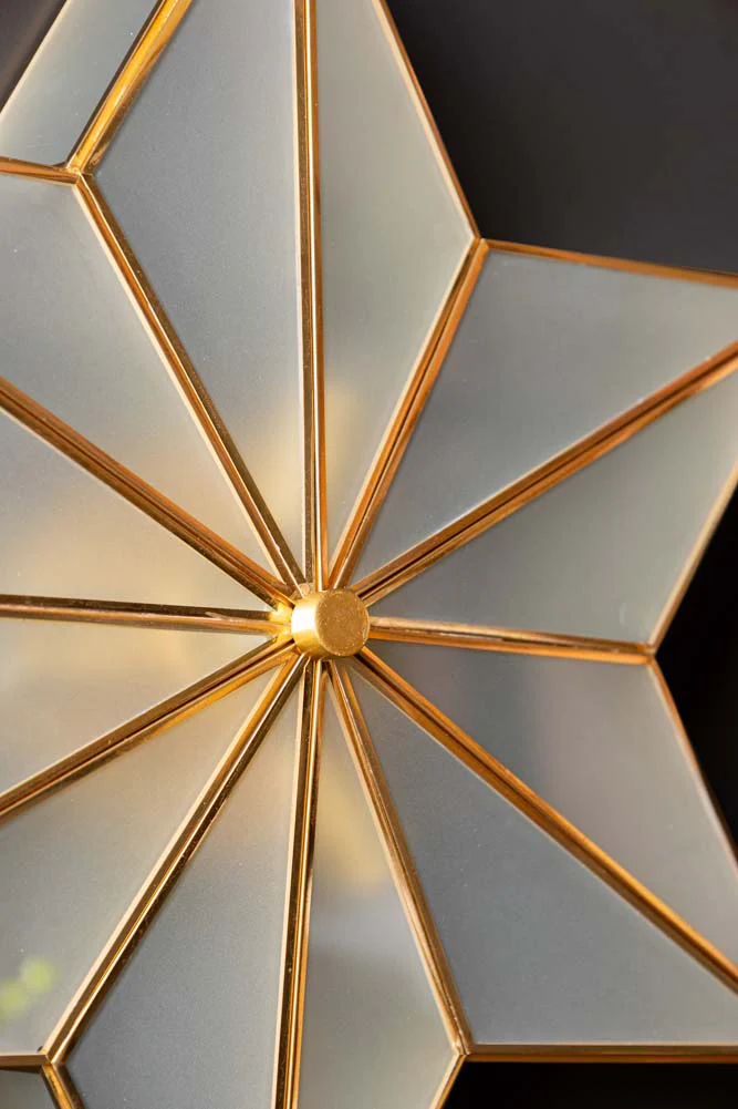 Star Brass & Glass Flush Ceiling Light - Image 3