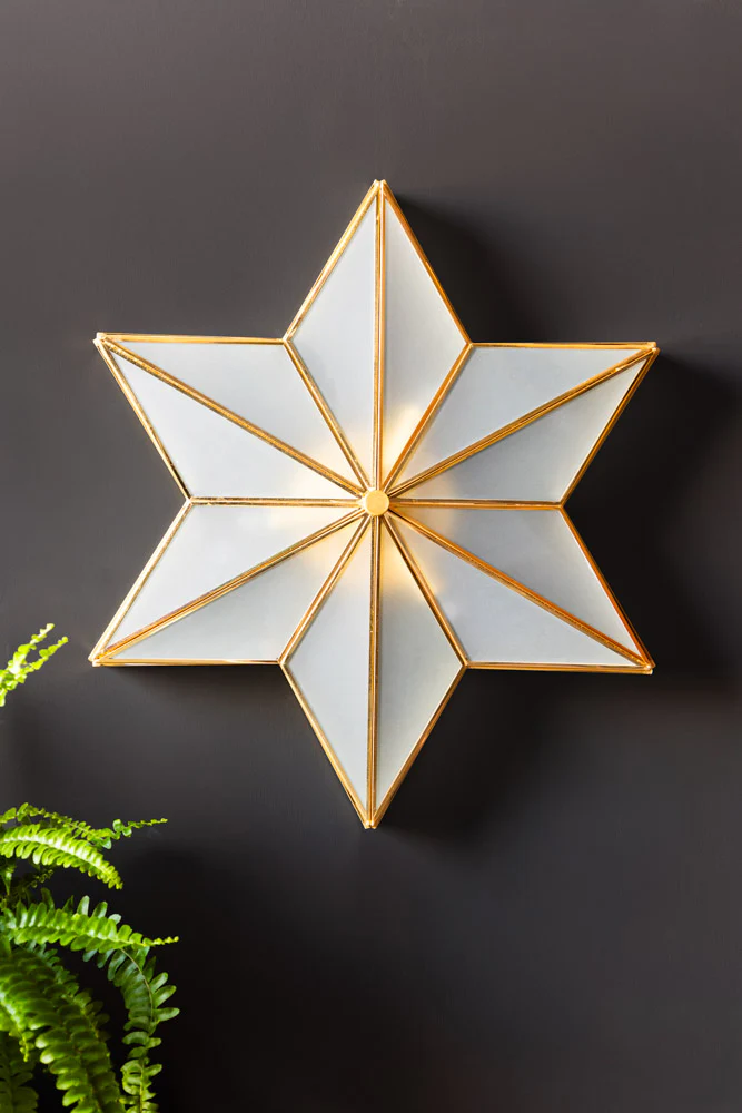 Star Brass & Glass Flush Ceiling Light - Image 6