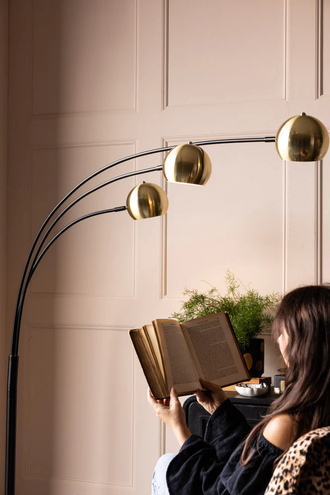 Statement Black & Gold Retro Arch Floor Lamp - Image 2
