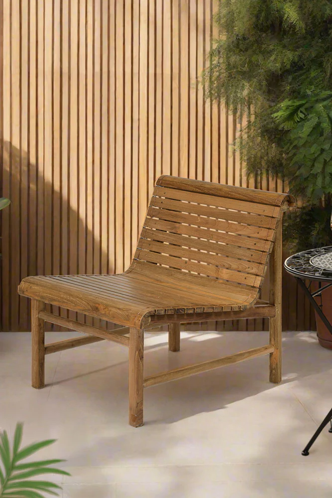 Station Bench Style Wooden Garden Chair - Image 3