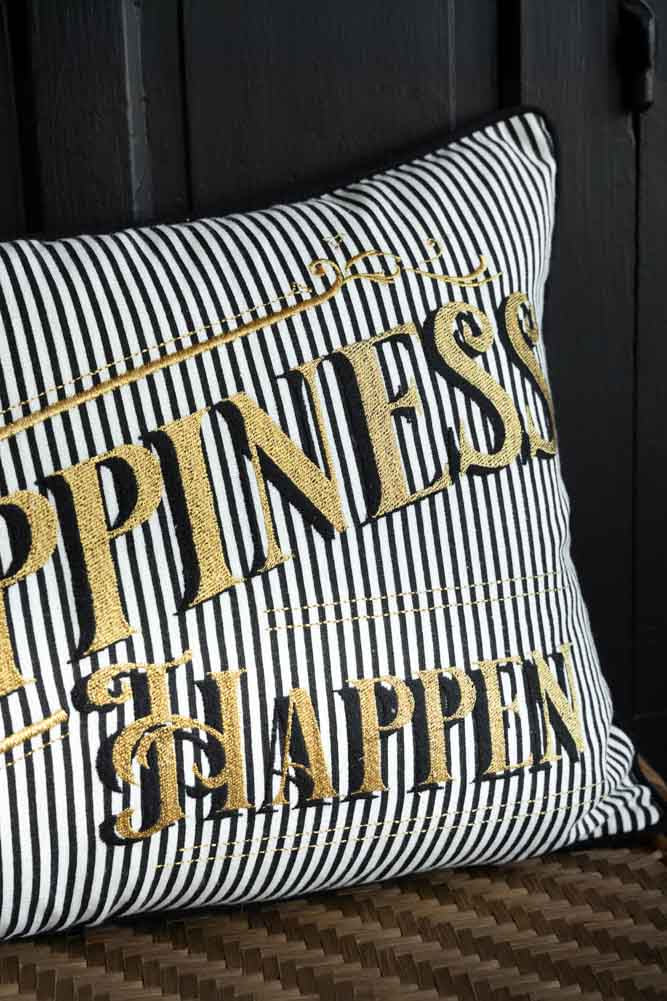 Striped Let Happiness Happen Cushion - Image 3