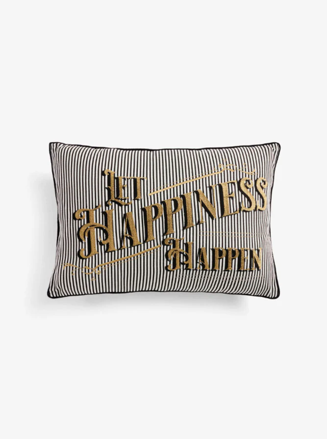 Striped Let Happiness Happen Cushion - Image 4