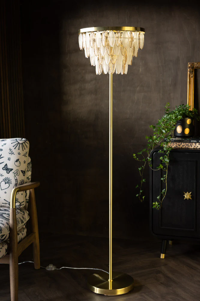 Stunning Art Deco Glass Feather Floor Lamp