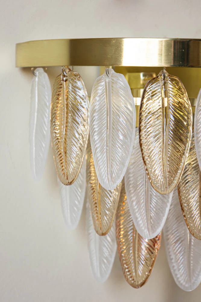 Stunning Art Deco Glass Feather Wall Light - Image 5