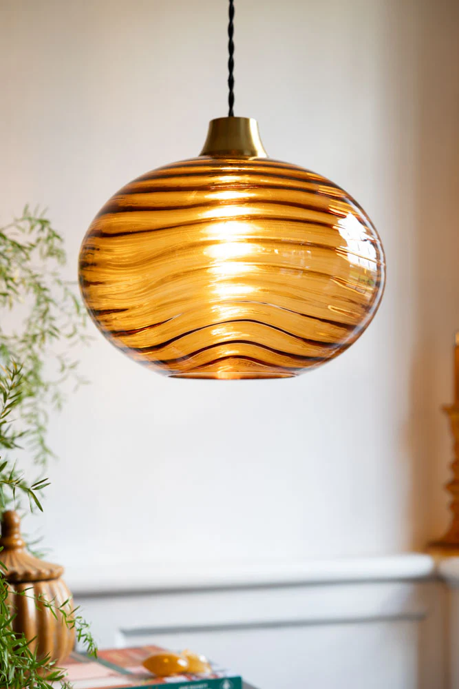 Swirled Glass Easyfit Ceiling Light Shade in Amber