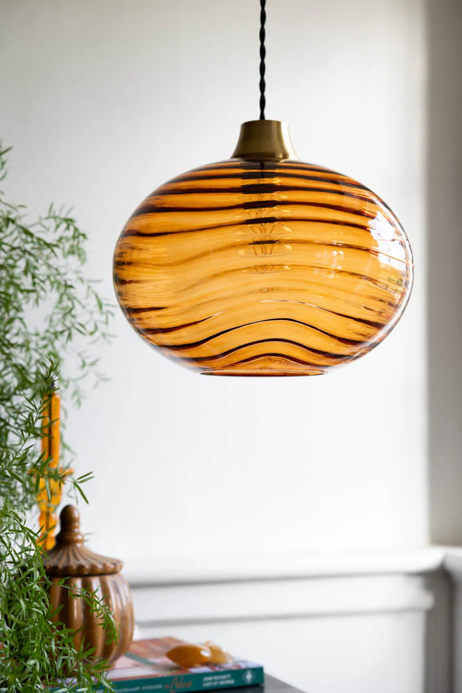 Swirled Glass Easyfit Ceiling Light Shade in Amber - Image 3