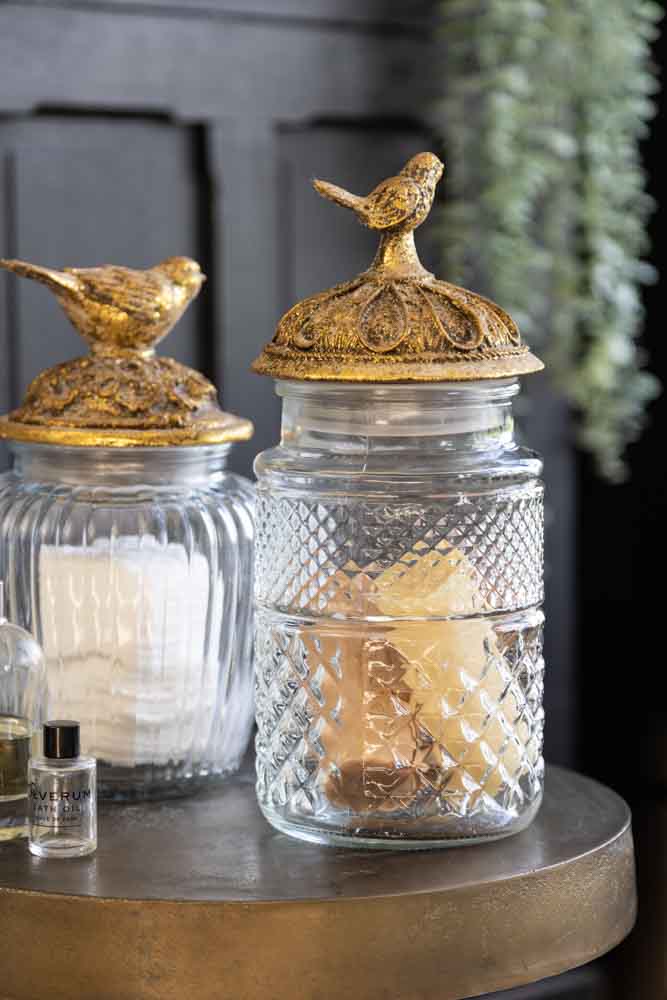 Tall Antique Bird Decorative Glass Jar - Image 4