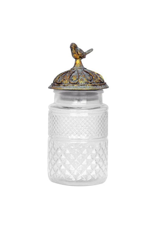 Tall Antique Bird Decorative Glass Jar - Image 6