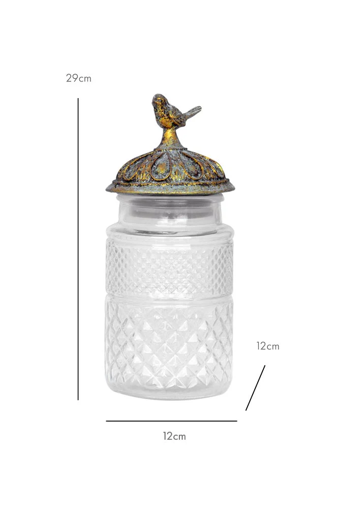 Tall Antique Bird Decorative Glass Jar - Image 7