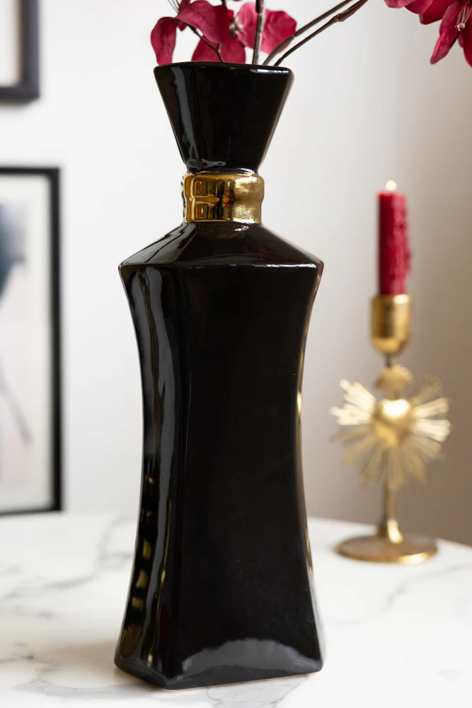 Tall Black Perfume Bottle Vase - Image 2