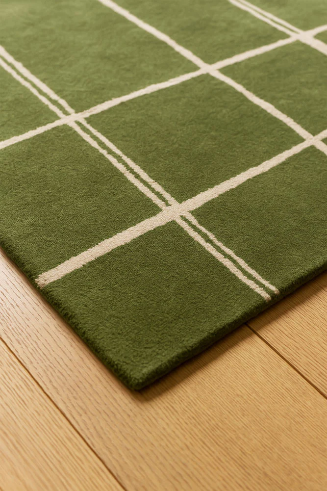 The Albany Grid Rug in Olive - Available in 3 Sizes - Image 3