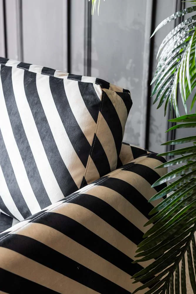 The Edie 2 Seater Sofa in Studio Stripe Velvet - Image 4