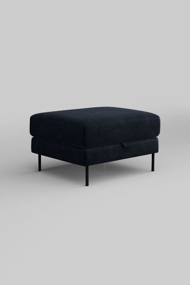 The Grace Footstool In Luxe Needlecord Velvet Midnight Navy - Image 4