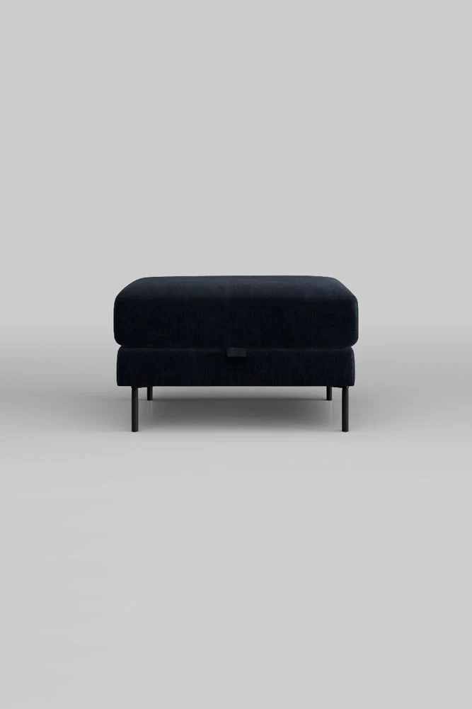 The Grace Footstool In Luxe Needlecord Velvet Midnight Navy - Image 5