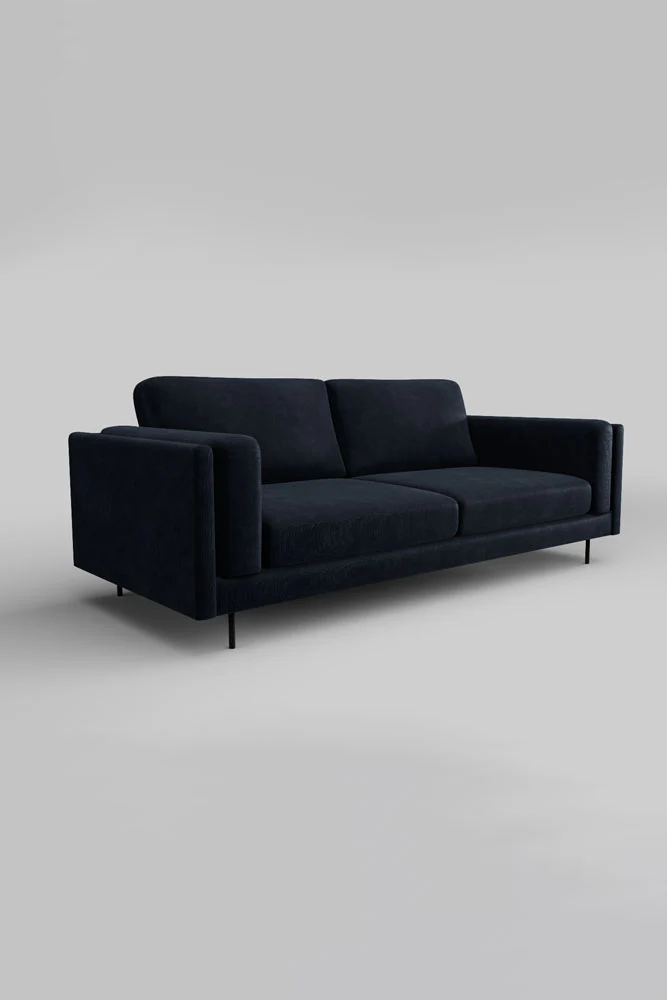 The Grace Large Sofa In Luxe Needlecord Velvet Midnight Navy - Image 3