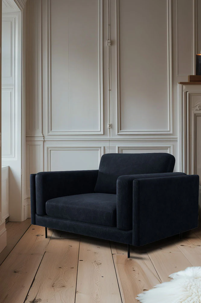 The Grace Love Seat In Luxe Needlecord Velvet Midnight Navy - Image 3