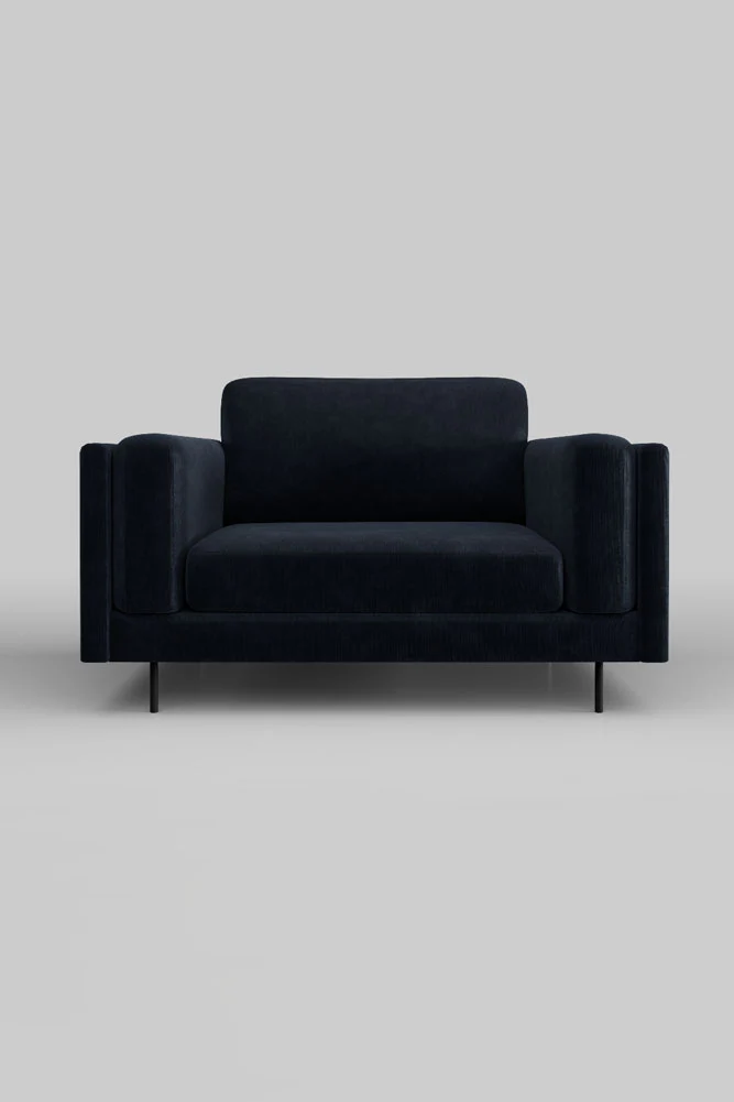 The Grace Love Seat In Luxe Needlecord Velvet Midnight Navy - Image 4