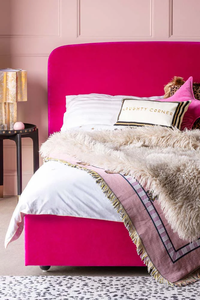 The Jagger Bed in Luxe Needlecord Velvet Harry's Pink - Available in Two Sizes - Image 2