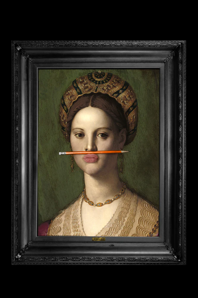 The Orange Pencil Canvas with Printed Frame - Image 2