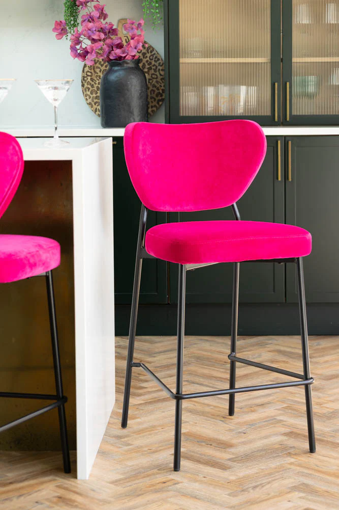Set Of 2 Bar Stools In Harry's Hot Pink - Image 2
