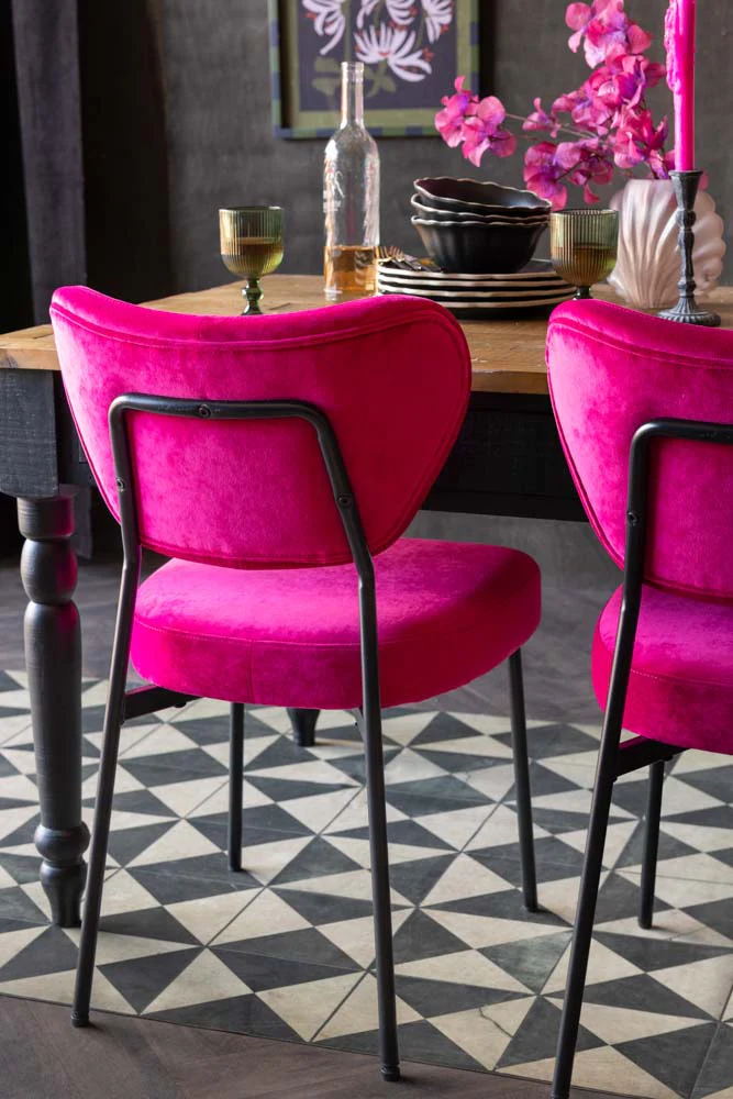 Set Of 2 Dining Chairs In Harry's Hot Pink - Image 3