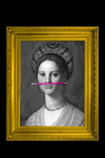 The Pink Pencil Canvas with Printed Frame
