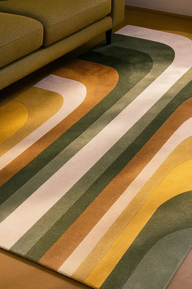 The Romy Retro Rug in Green - Available in 3 Sizes - Image 2
