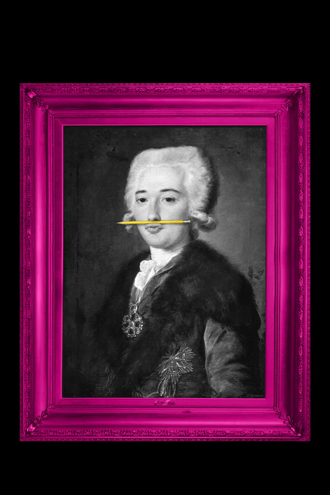 The Yellow Pencil Canvas with Printed Frame - Image 2