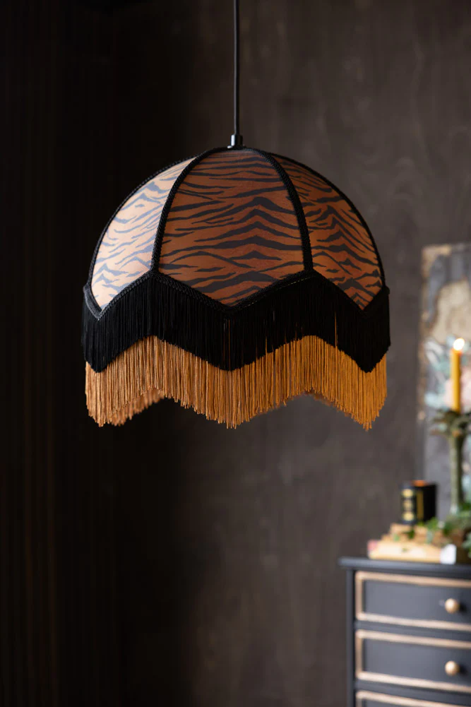 Tiger Print Double Tassel Edge Ceiling Light - Image 4