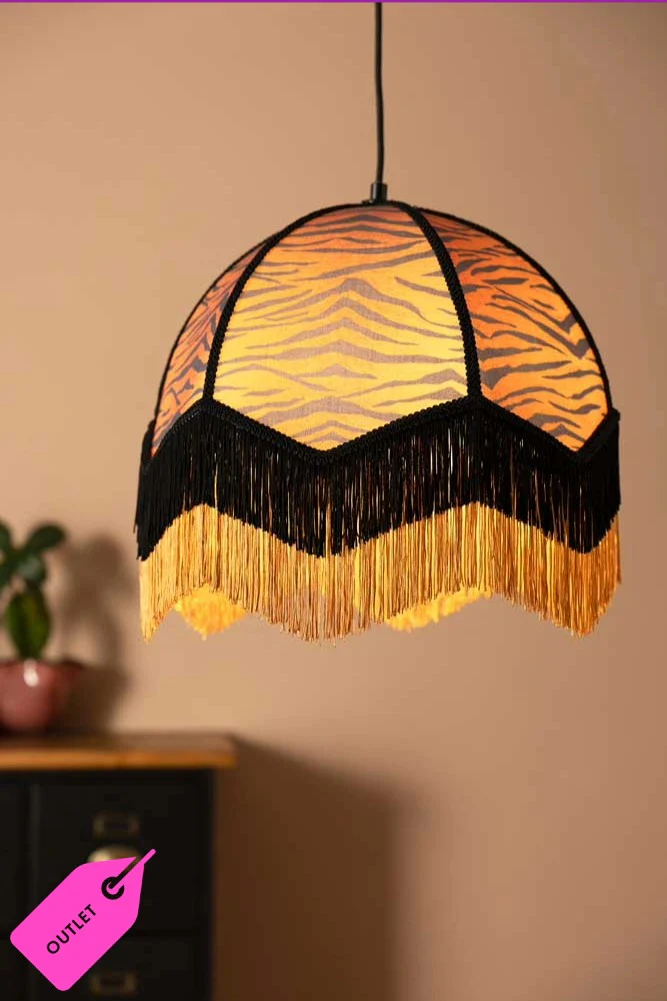 Tiger Print Double Tassel Edge Ceiling Light - SECONDS