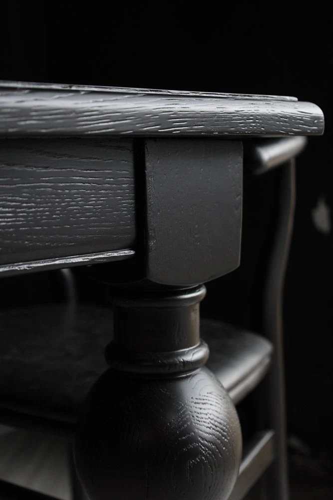 Traditional Black Oak Dining Table - Image 4