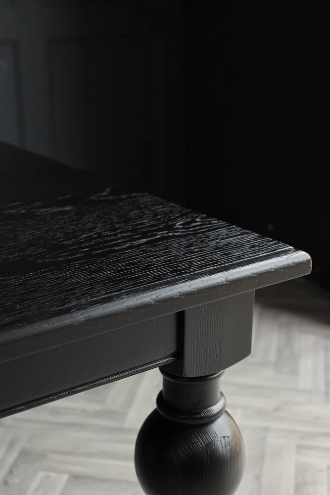 Traditional Black Oak Dining Table - Image 6