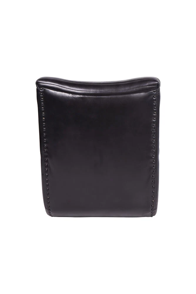 Traditional Charcoal Leather Occasional Chair - Image 4
