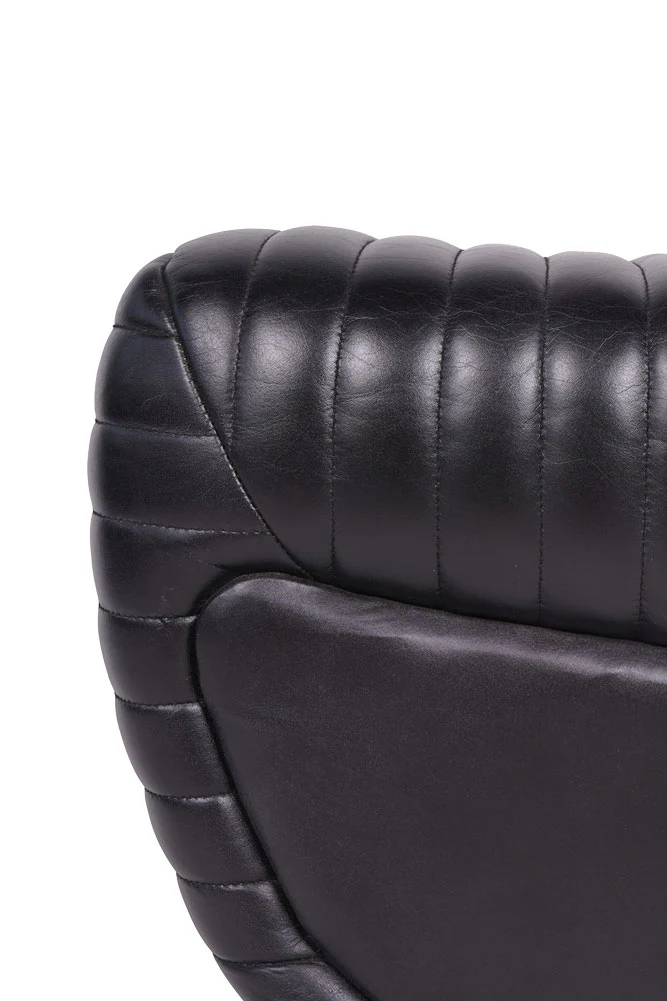 Traditional Charcoal Leather Occasional Chair - Image 6