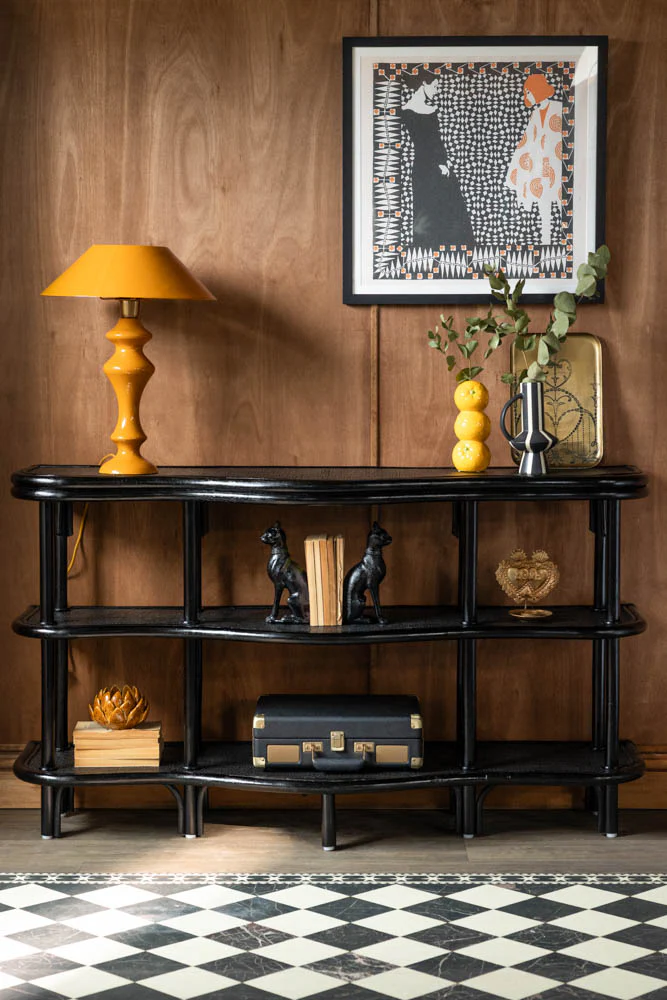 Vintage-Inspired Black Rattan Console Table - Image 2