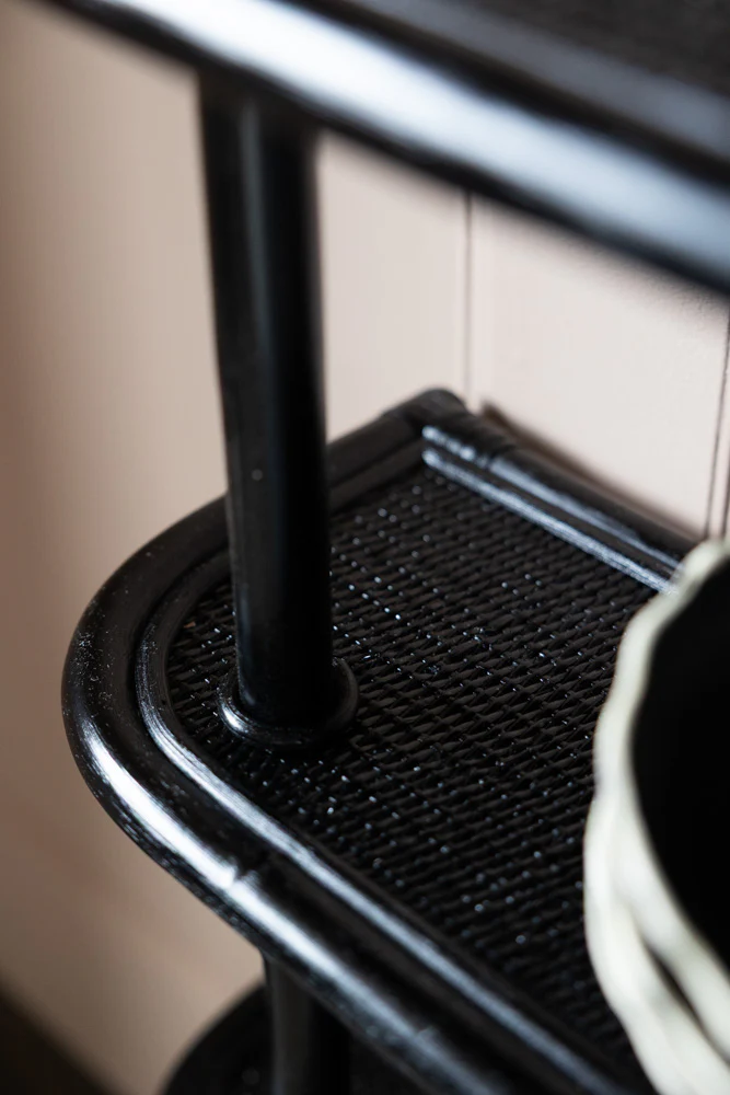Vintage-Inspired Black Rattan Wall Shelf - Image 3