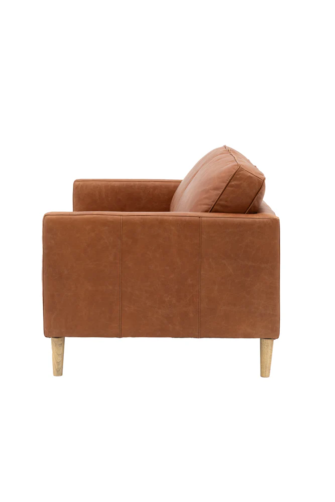 Vintage-Style Brown Leather 2-Seater Sofa - Image 7