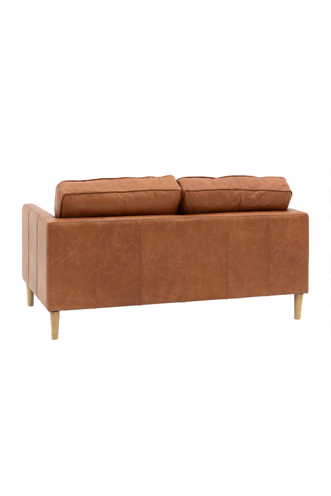 Vintage-Style Brown Leather 2-Seater Sofa - Image 8
