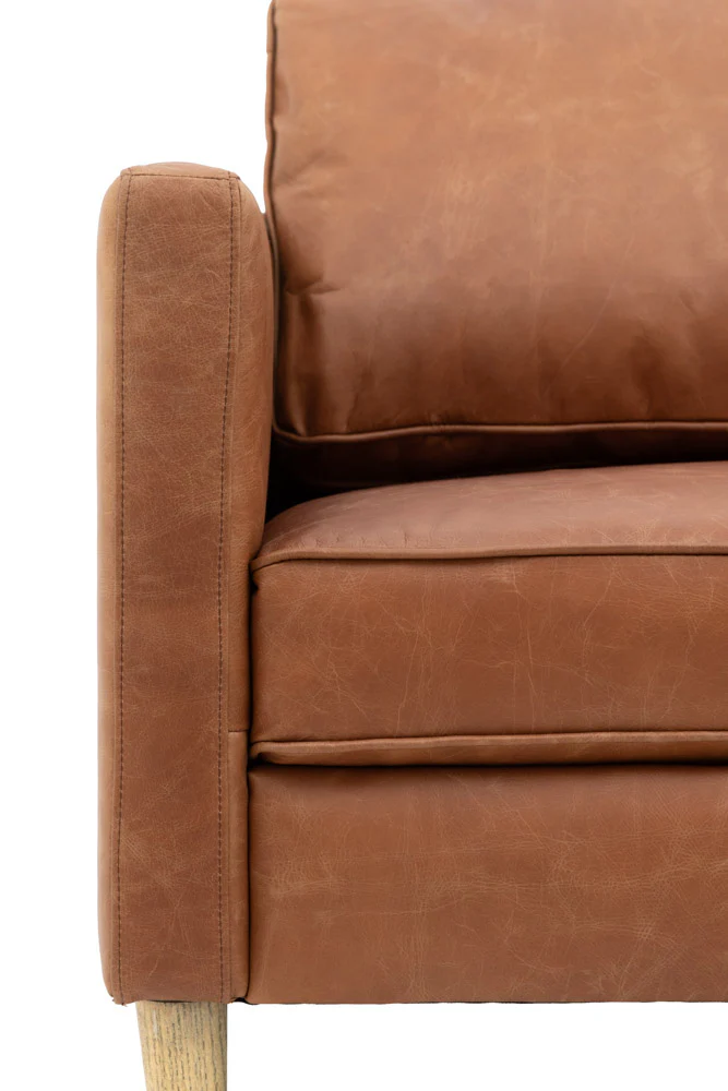Vintage-Style Brown Leather 2-Seater Sofa - Image 9