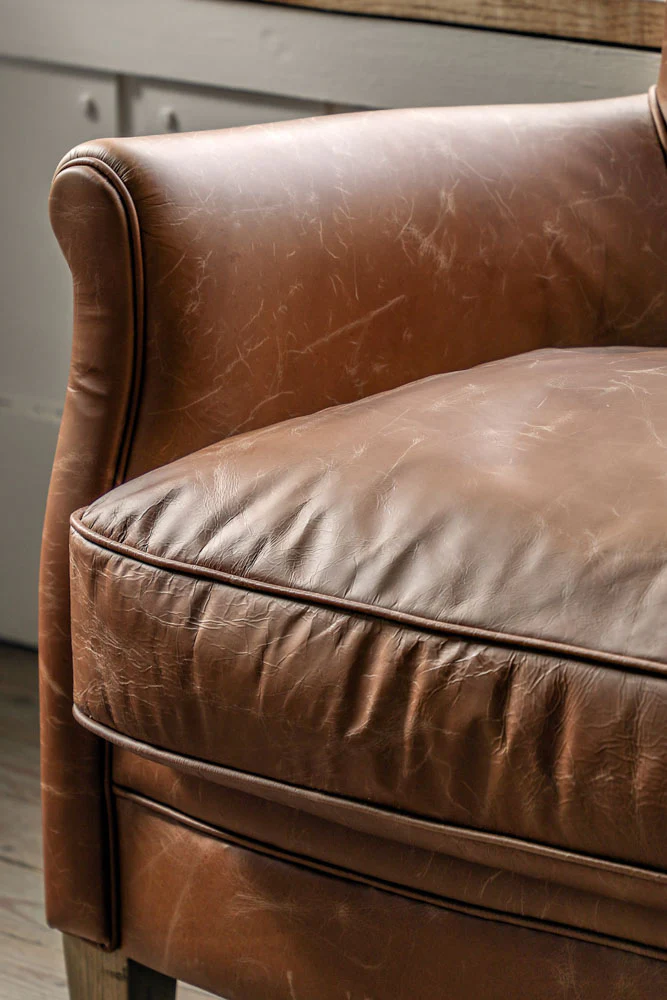 Vintage-Style Dark Brown Leather 2-Seater Sofa - Image 3