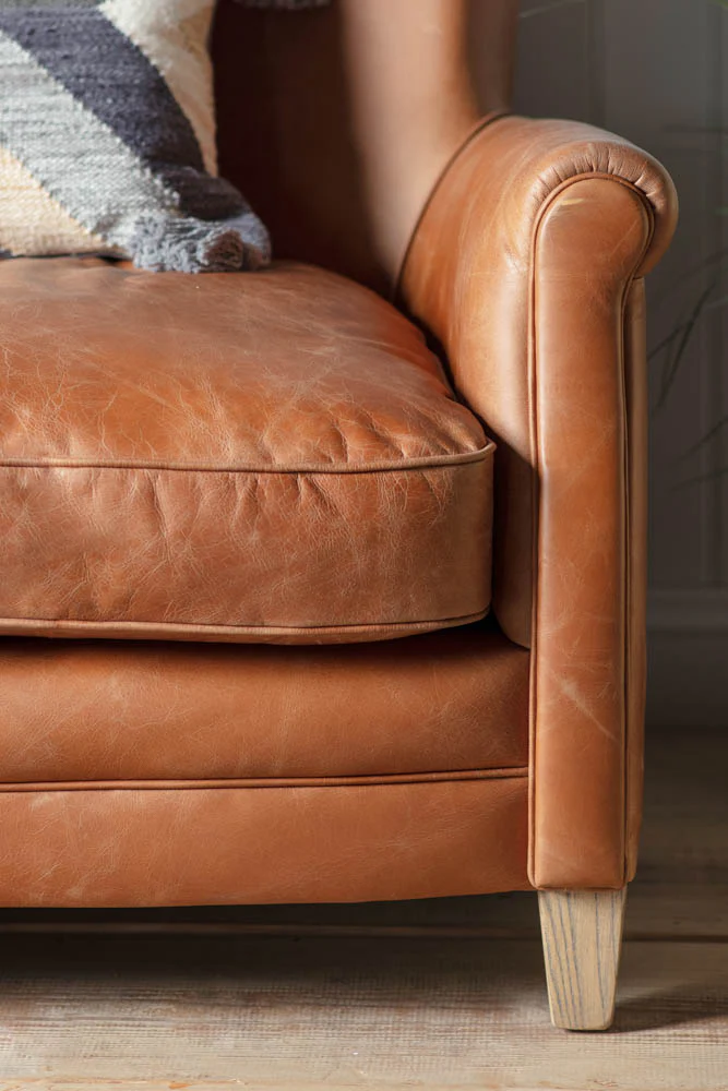 Vintage-Style Dark Brown Leather 2-Seater Sofa - Image 5