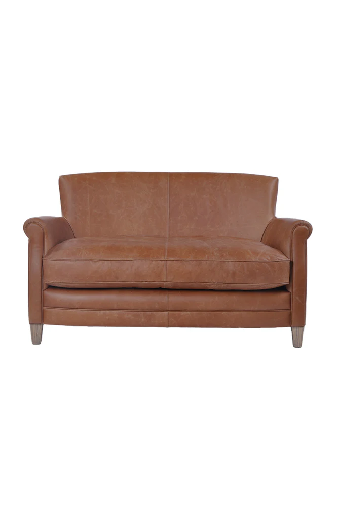 Vintage-Style Dark Brown Leather 2-Seater Sofa - Image 6