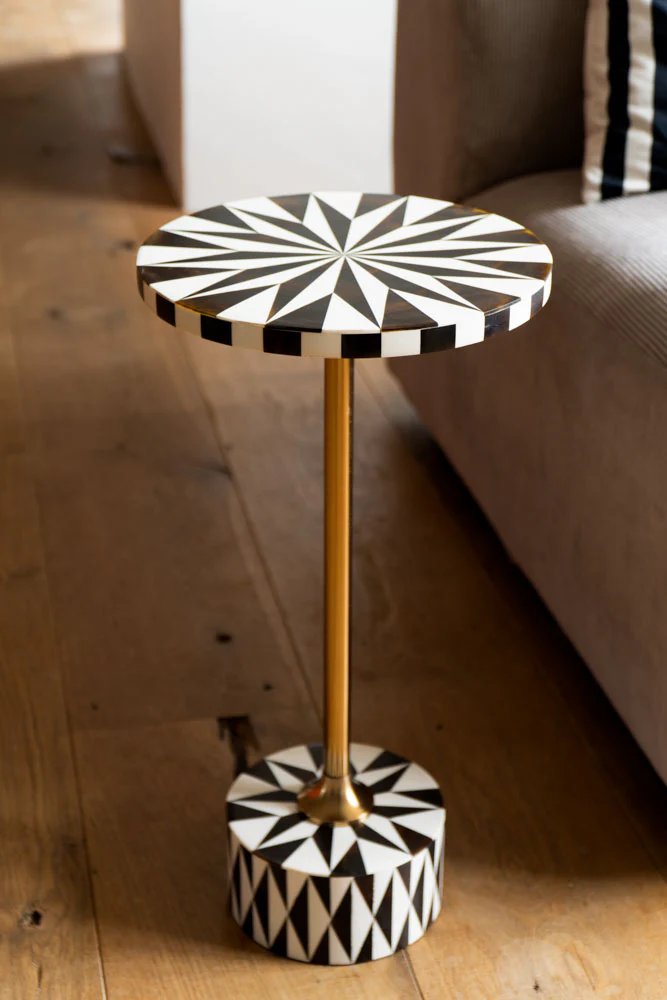 White & Chocolate Brown Star Side Table