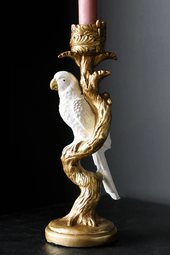 White Parrot Candlestick Holder - Image 2
