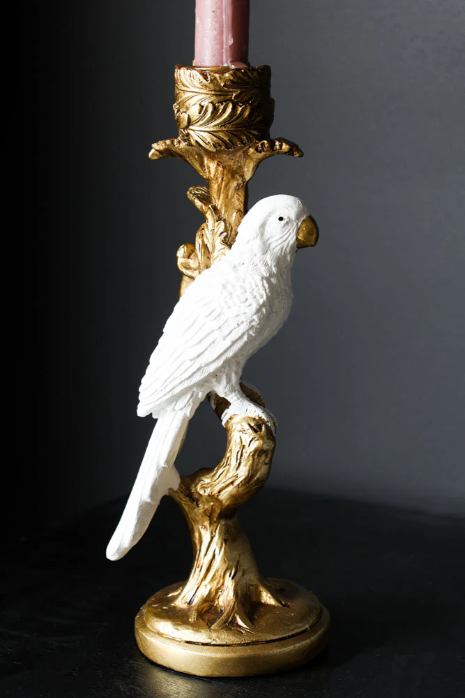 White Parrot Candlestick Holder - Image 3