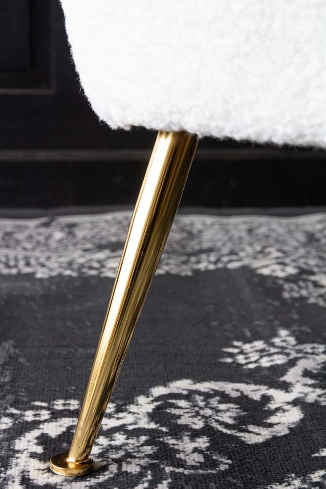 White Teddy Armchair With Gold Legs - Image 3