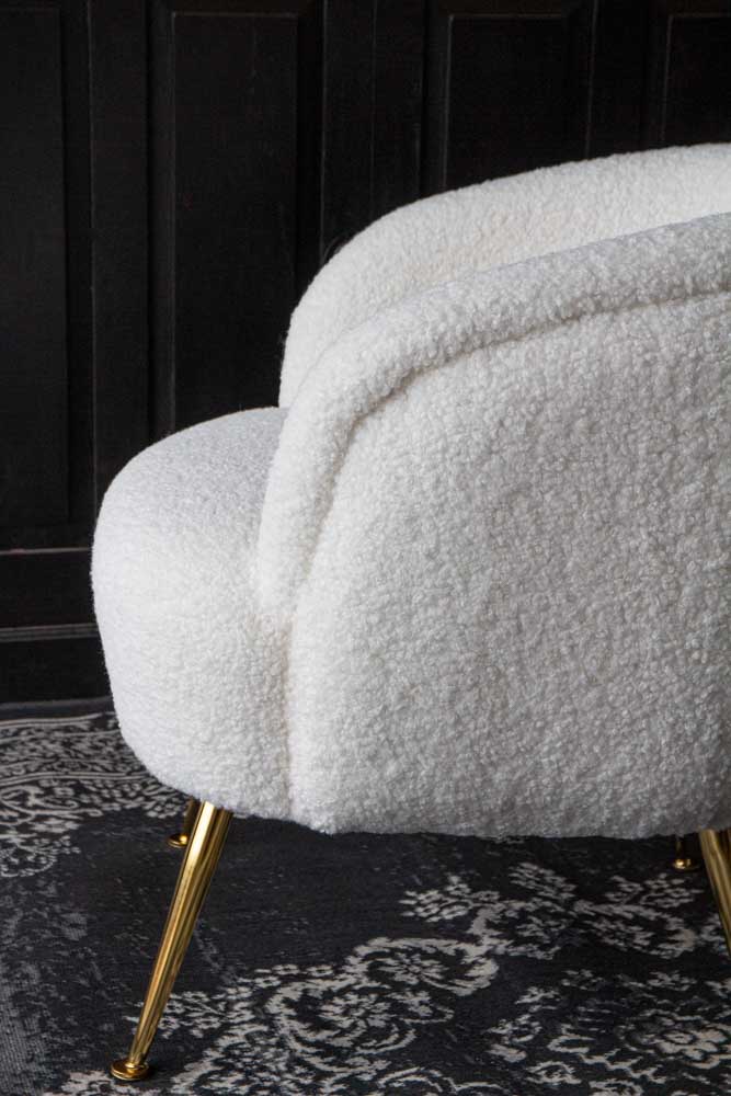 White Teddy Armchair With Gold Legs - Image 7