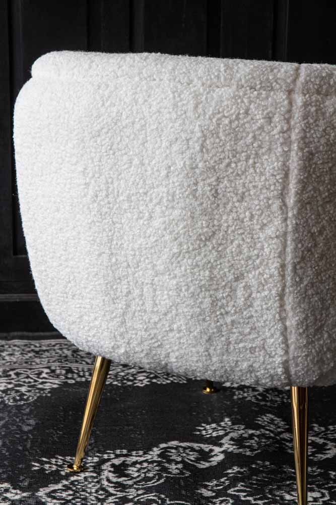 White Teddy Armchair With Gold Legs - Image 8