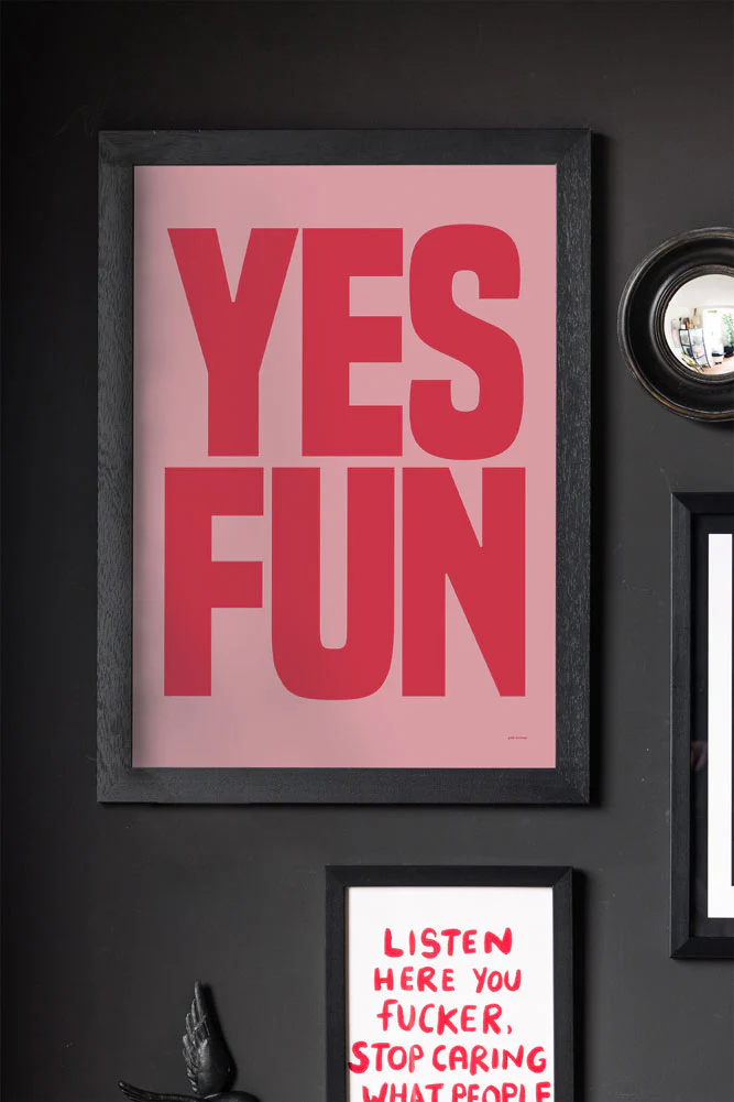 Yes Fun Pink & Red Art Print - Unframed - Image 2