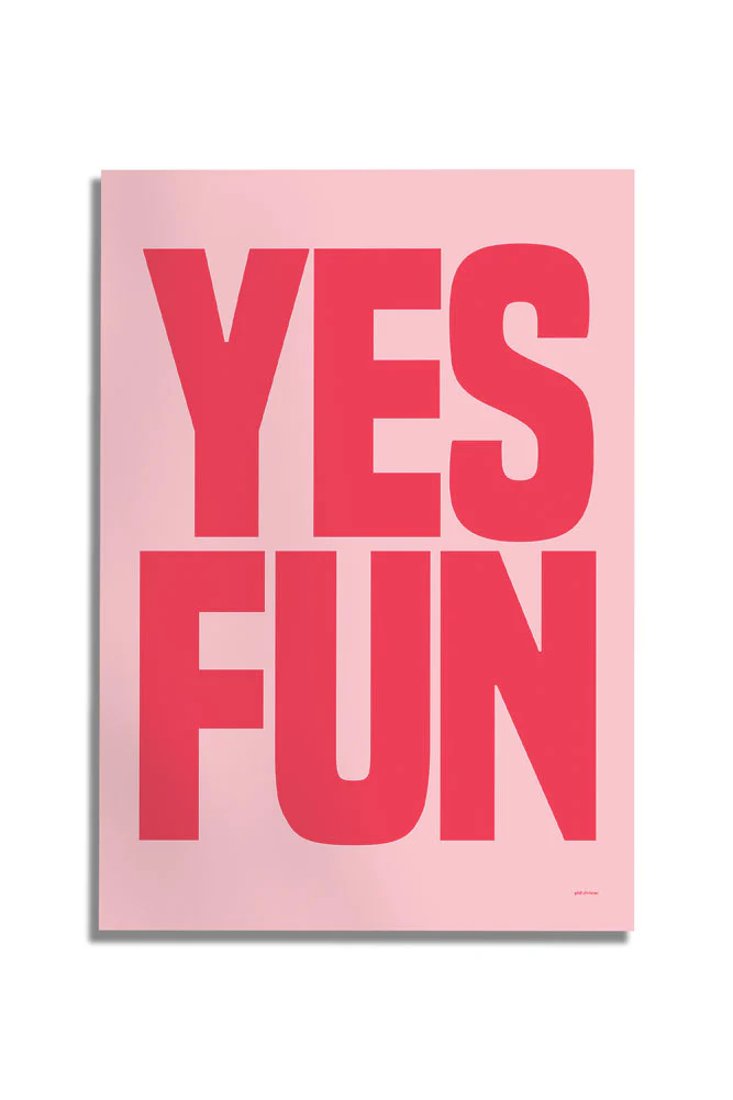Yes Fun Pink & Red Art Print - Unframed - Image 3